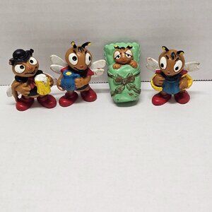 Rare Vintage 70s 4 Lot BULLY Vintage Figures Bee Bienchen The Beehive PVC 2"